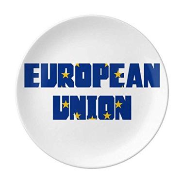 Imagem de Placa de integração com bandeira da União Europeia decorativa de porcelana Salver louças de jantar