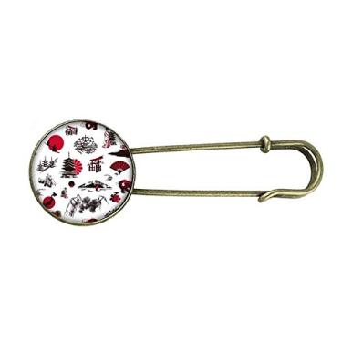 Imagem de Japan Sakura Pine Mount Art Deco Presente Fashion Retrô Metal Broche Clip Joias