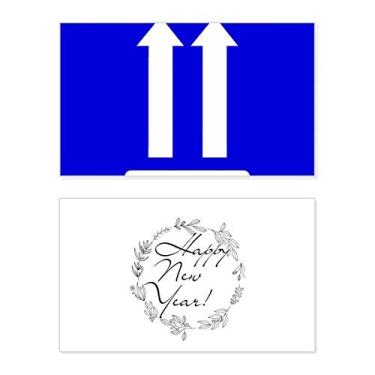 Imagem de Upwards Blue Square Aviso Mark New Year Festival Cartão de felicitações Bless Message Present