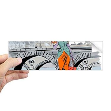 Imagem de DIYthinker Adesivo retangular de para-choque Lady River Bridge France Mark para janela