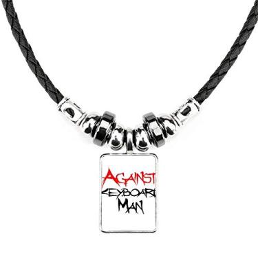 Imagem de DIYthinker Colar masculino contra teclado, joia, torque, pingente de corda de couro