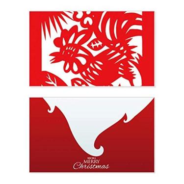 Imagem de Cartão de felicitações de Natal com mensagem de Natal do zodíaco chinês cortado em papel