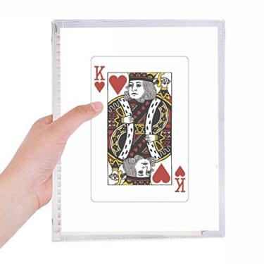 Imagem de Caderno com estampa de cartas de baralho em formato de coração K com folhas soltas e diário recarregável