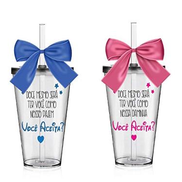 Imagem de Kit 2 Copos Lembrancinha para Pajem e Daminha Você Aceita