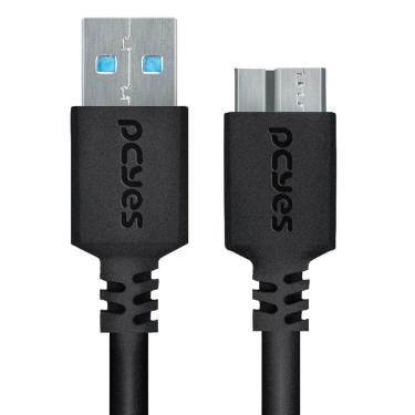 Imagem de Cabo USB 3.0 para HD Externo - 1 metro - USB para USB Micro B - 5GB/s - Preto - PCYes PUAMCM3-1