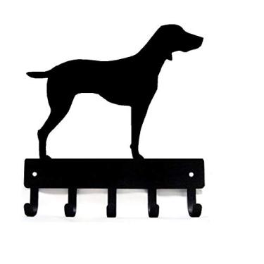 Imagem de The Metal Peddler Suporte de chave Weimaraner Suporte de coleira de cachorro para parede - Grande 23 cm de largura com 5 ganchos - Feito nos EUA
