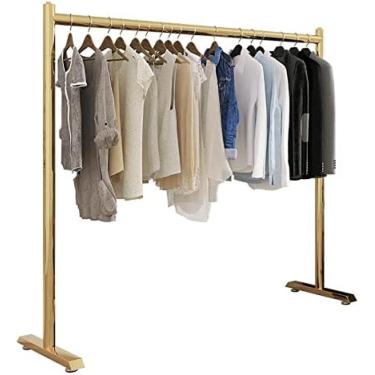 Imagem de Garment Clothing Rack Standing Coat Rack Closet Rods, Metal Rolling Clothes Organizer Shelves For Hanging Clothes, Laundry Hanger Stand Wardrobe, 100×150cm,Ouro,120x130cm,Pleasant63