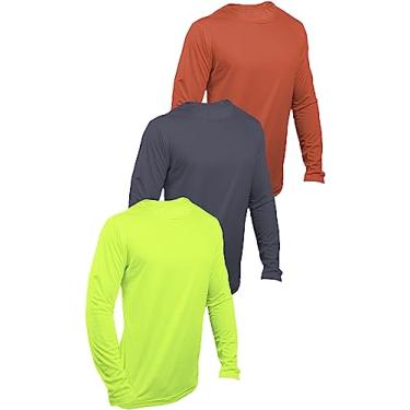 Imagem de KIT 3 Camisetas Com Proteção UV 50+ Dry Fit Segunda Pele Térmica Tecido Termodry Manga Longa - Amarelo Neon, Laranja, Chumbo - P