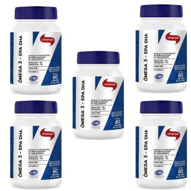 Imagem de Kit 5 Ômega 3 - 60 Cápsulas 1g - Vitafor-Unissex