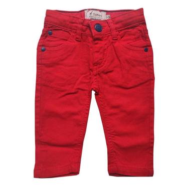 Imagem de Calça Jeans Infantil Masculina Vermelho Toffee - 6 a 9 meses