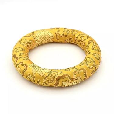 Imagem de Almofada para tigela de canto de cristal, almofada de brocado de seda feita à mão para cálice de tigela de som, tigela de chakra, tigela de canto tibetana (Color : Yellow_9 Inch Bowl)
