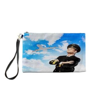 Imagem de Bolsa de maquiagem de piloto masculino, presente para piloto masculino, imagem de piloto masculino, bolsa de higiene pessoal, para ela, bolsa de maquiagem para mulheres, bolsa de , Branco