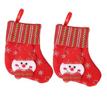 Imagem de jojofuny 2 Peças Pingente De Meia De Natal Meias De Pingente Pendurado De Natal Lareira Meia Pendurada Boneco De Neve Meias De Natal Árvore De Natal Pano Escovado