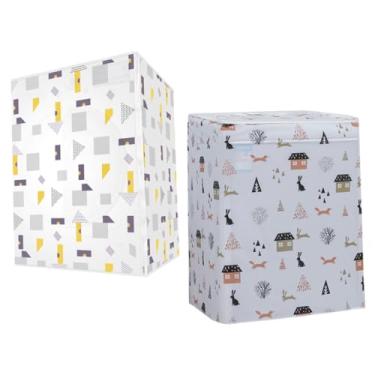 Imagem de OSALADI 2 Pçs Capa De Máquina De Lavar Roupa Para Máquina De Lavar Roupa Capa De Máquina De Lavar Roupa Doméstica Amanhã Capa De Máquina De Lavar Rolo De Impressão