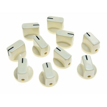 Imagem de Dopro 10 peças de botão de pedal de efeito AMP para guitarra, botão ponteiro com parafusos, branco envelhecido