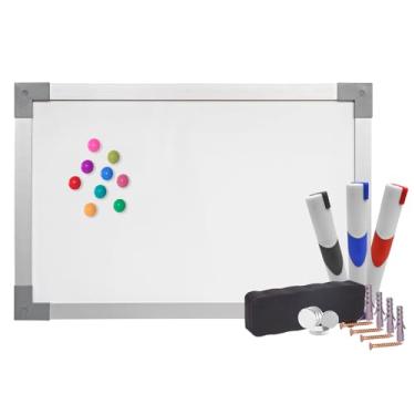 Imagem de Kit Quadro Branco Aço Magnético Moldura Mdf Soft Alumínio Prime STALO, 60x40