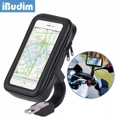Imagem de IBudim-impermeável titular do telefone da motocicleta  moto espelho retrovisor  suporte móvel