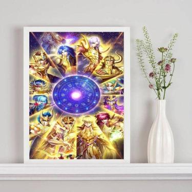 Imagem de Quadro Decorativo Cavaleiros Zodíaco 45X34Cm - Com Vidro