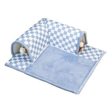 Imagem de IEUDNS Cama túnel para gatos, centro de jogos, playground portátil, descanso, exercício interativo, cabana para atividades ao ar livre, hamster, gatinhos, eu azul