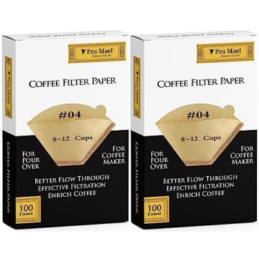 Imagem de Pro Mael Filtros de café cone nº 4, filtro de café número 4, 8 a 12 xícaras para cafeteira de gotejamento, natural cru (200, nº 4)