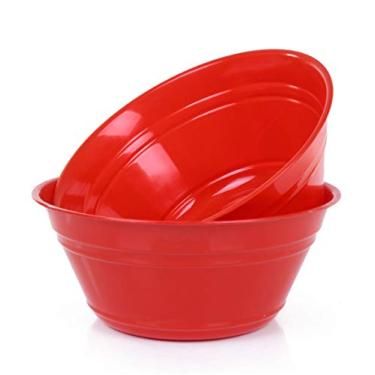 Imagem de Tigelas de lanche Mintra Home (embalagem grande com 2 unidades, 4 litros), vermelhas: 27 cm L x 11 cm A - tigela grande de plástico vermelho para pipoca, lanches, bebidas, doces, festas de fim de ano