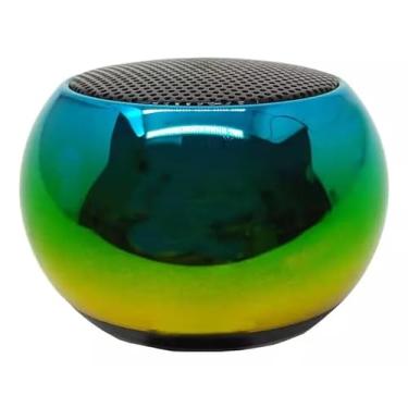 Imagem de Mini Caixa de Som Bluetooth TWS Speaker Portátil em Metal Comacto e Potente Amarelo e Verde