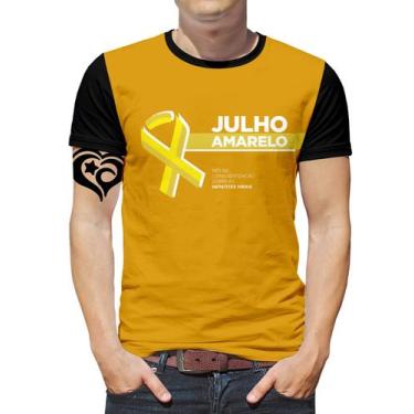 Imagem de Camiseta Julho Amarelo Plus Size Masculina Blusa - Alemark