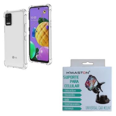 Imagem de Kit Capinha Anti Impacto LG K62 Plus + Suporte Veicular Celular Ventosa Painel e Vidro