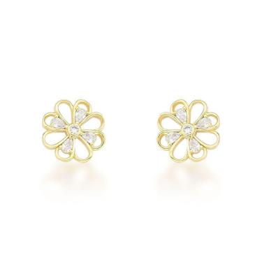 Imagem de Brinco Flor Delicada Banhada A Ouro 18k