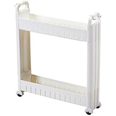 Imagem de Carrinho de rolamento de 3 camadas, carrinho de cozinha de 10 cm de largura com rodas, carrinho de armazenamento móvel, armazenamento estreito para banheiro, carrinho de armazenamento fino p