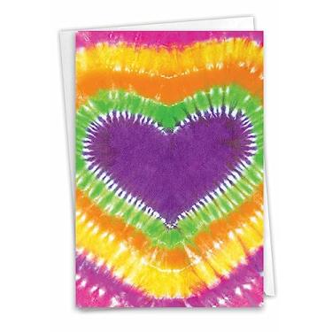 Imagem de NobleWorks Corações Tie-Dye - Cartão de felicitações para todas as ocasiões com envelope (11,5 x 16,75 cm) - C9162IOCB