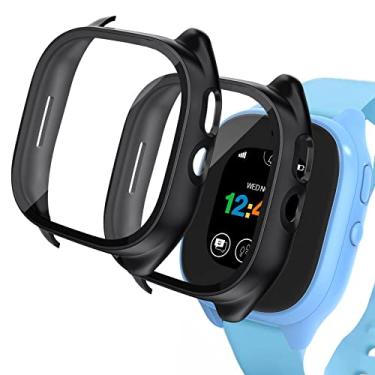 Imagem de [Pacote com 2] Capa compatível com Gizmo Watch 3 protetor de tela para crianças, capa protetora geral de policarbonato rígido amortecedor, acessórios de capa de vidro temperado para Verizon Gizmo Watch 3, preto + preto