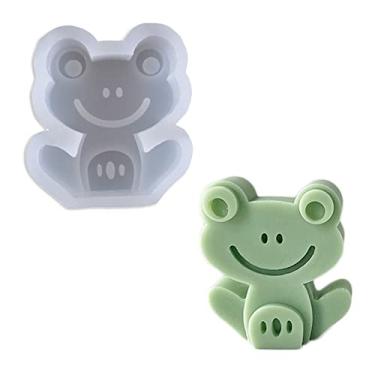 Imagem de Duawenki Molde de silicone para carro em forma de sapo sorridente para fazer sabonete, contas aromáticas, carro, pingente, vela, decoração, resina de escultura
