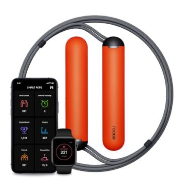 Imagem de Tangram Smart Rope Rookie – Corda de pular conectada ao aplicativo para fitness e exercícios, comprimento ajustável, habilitado para Bluetooth 4.0, rastreia calorias e saltos (preto/laranja)