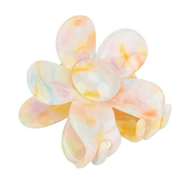 Imagem de Grampo de Cabelo Traseiro, Grampo de Cabelo Feminino Requintado Resistente à Corrosão Firme Fixação Em Forma de Flor Placa de Acetato para Cenas de Maquiagem (Laranja colorido)