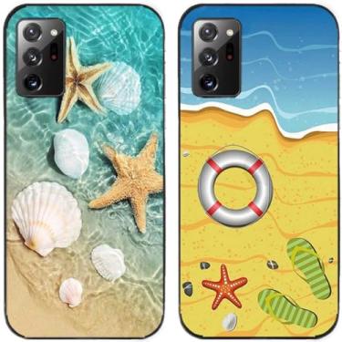 Imagem de 2 peças de capa de telefone traseira de silicone em gel TPU com estampa de estrela do mar de praia para Samsung Galaxy All Series (Galaxy Note 20 Ultra)