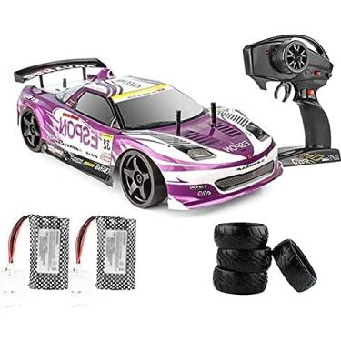 Imagem de Carro de corrida com controle remoto de deriva rápida de 2,4 GHz 70 km/h, caminhão RC de carregamento elétrico em escala real de 1/10, veículo RC off-road 4WD com duas baterias, carros de