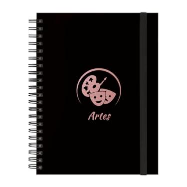 Imagem de Caderno Universitário Plus 10 Matérias Profissões Artes (Preto e Rosê)