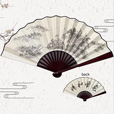 Imagem de YQHWLKJ Ventiladores dobráveis de seda retrô para festa de casamento, presente de aniversário, decoração de casa