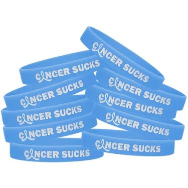 Imagem de Pulseiras de silicone Cancer Sucks para conscientização do câncer de próstata - azul claro (pacote com 10)