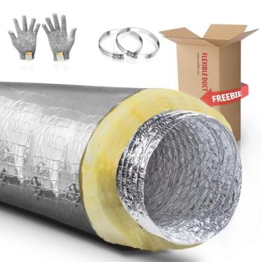 Imagem de Cuchiilo Conduta isolada de 30,48 cm, duto de isolamento HVAC, duto flexível isolado, duto flexível AC, conduta HVAC, conduta isolante, conduta flexível isolada de 30,48 cm, R-4.2 para uso pesado HVAC e dutos de escape