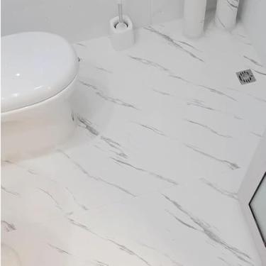 Imagem de Adesivo Para Piso Vinilico Autocolante 5mx61cm Varios Modelos, Proprio Para Chão De Quarto, Cozinha, Sala, Banheiro, Sala De Estar, Piso Em Rolo (P6 - Marmore Carrara)