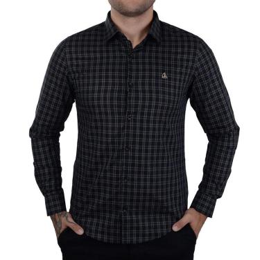 Imagem de Camisa Masculina Porto&Co ML Xadrez Slim Fit Preta - P1102-Masculino