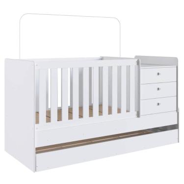 Imagem de Berço Cama Multifuncional com Auxiliar Branco Completa Móveis
