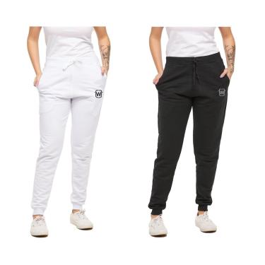 Imagem de KIT COM 02 CALÇAS DE MOLETOM PLUS SIZE FEMININA SLIM SPORT WOOKS - M10p-BRANCO-PRETO-G3-Feminino
