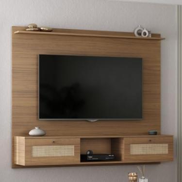 Imagem de Painel 1,60 Mt para Tv de até 72 Polegadas Portas Basculante Impressão 3d Palha Carvalho