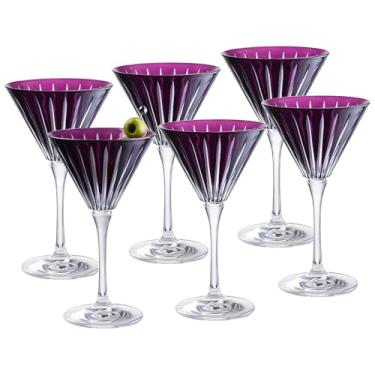 Imagem de Barski Taça de coquetel de martini colorida - taças de champanhe martini com haste de ametista - para martini - champanhe - coquetéis - Margarita - conjunto de 6 - pronto para presente - ametista -