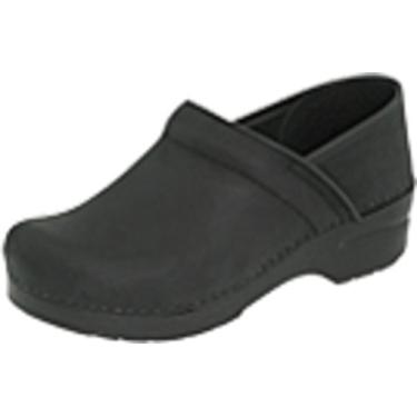 Imagem de Dansko Tamancos femininos sem cadarço profissionais – sola basculante e suporte de arco para conforto - ideal para enfermagem, serviço de alimentação, saúde, Preto lubrificado, 12.5-13 Narrow