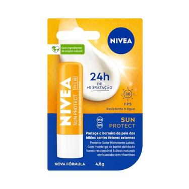Imagem de NIVEA Protetor Solar Hidratante Labial Sun Protect FPS 30 4,8 g - Lábios protegidos do sol e do ressecamento, alta proteção contra os raios UVA/UVB, com extrato de girassol e Vitamina E