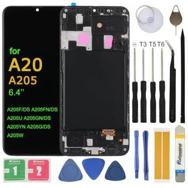 Imagem de Substituição de tela LCD para Samsung Galaxy A20 A205 SM-A205F/DS A205FN A205GN/DS A205YN A205G/DS SM-A205W 16.3 cm Display LCD Touch Screen Digitalizador com moldura adesiva de ferramentas